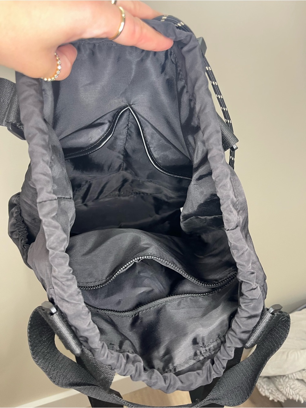 BEIS Black Drawstring Daypack Backpack - Picture 8 of 11